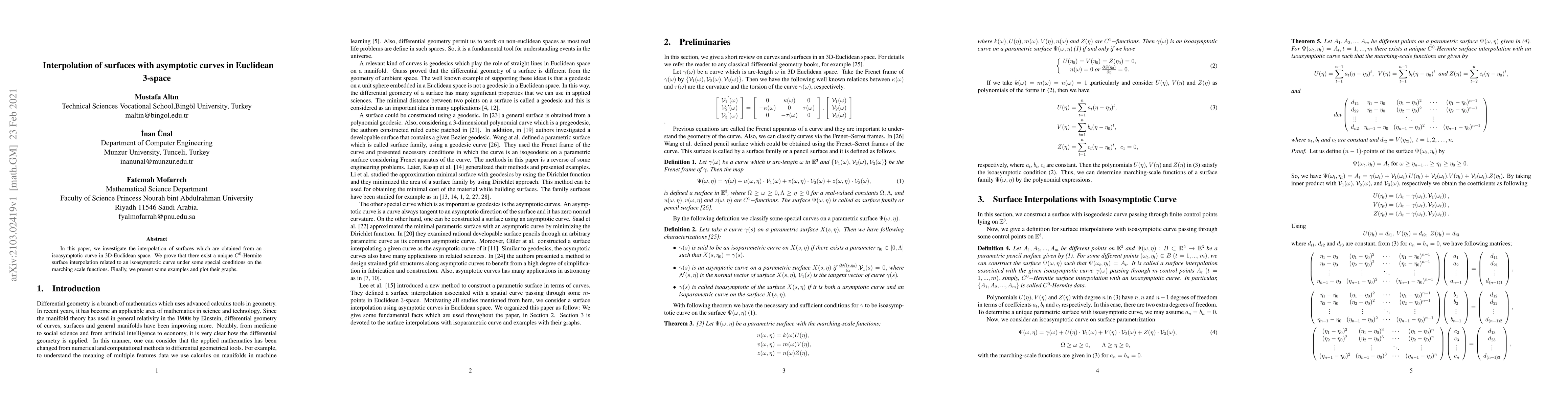 Thumbnail for Interpolation of surfaces with asymptotic curves in Euclidean 3-space