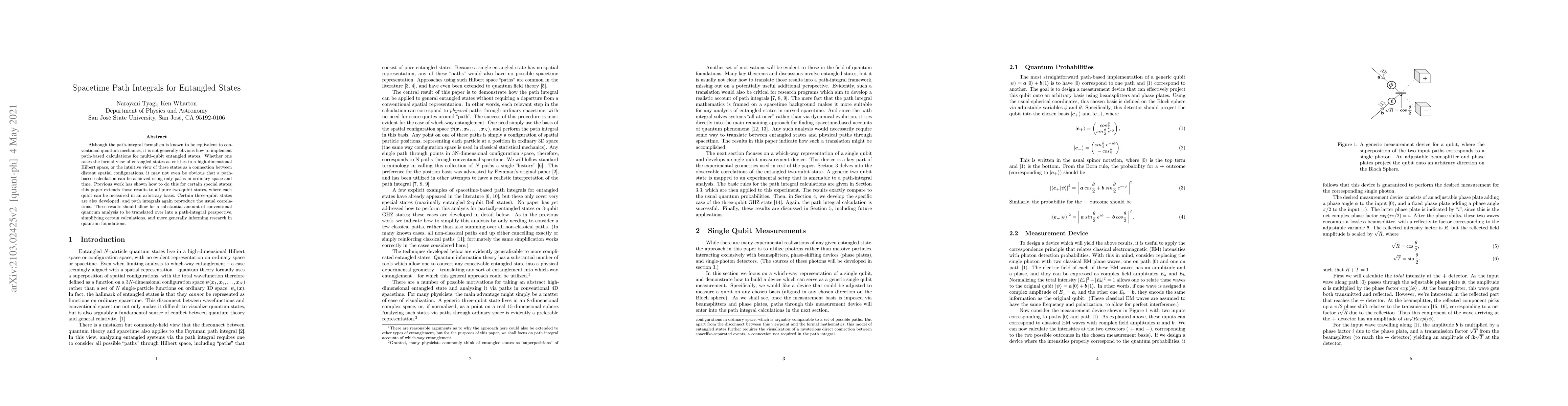 Thumbnail for Spacetime Path Integrals for Entangled States