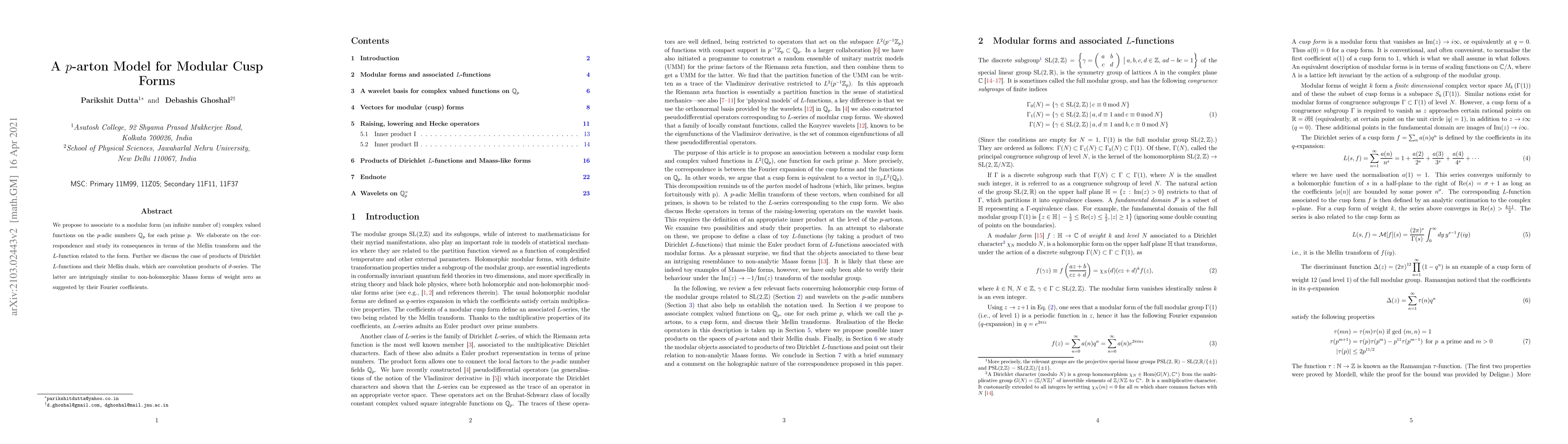 Thumbnail for A $p$-arton Model for Modular Cusp Forms