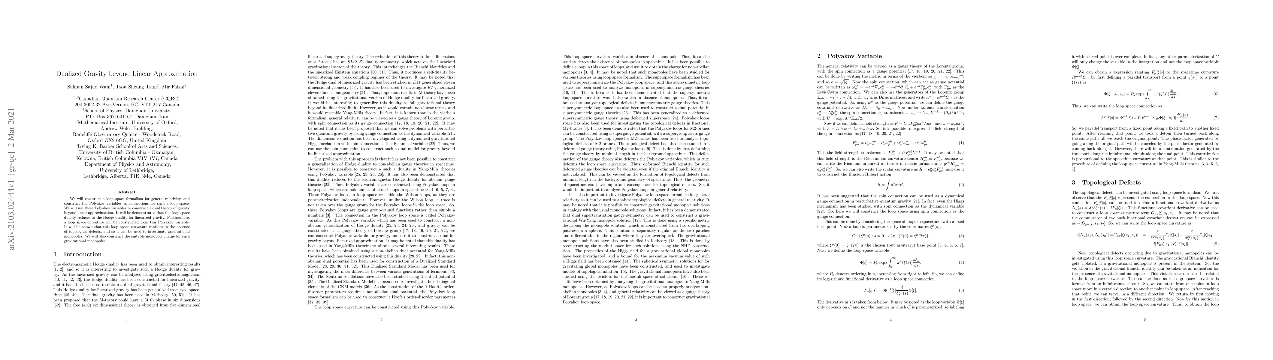 Thumbnail for Dualized Gravity beyond Linear Approximation