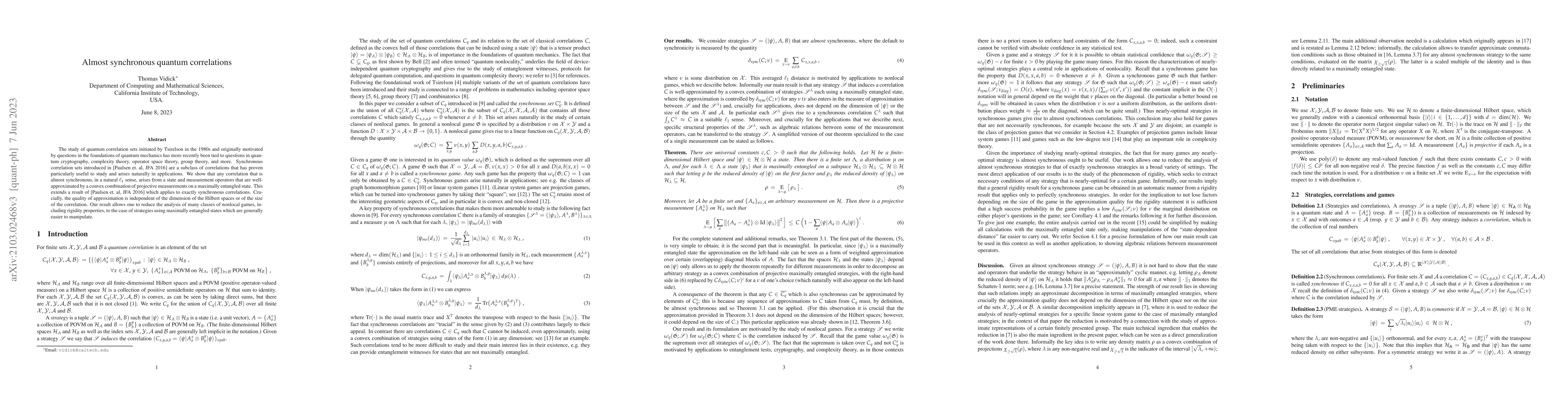 Thumbnail for Almost synchronous quantum correlations