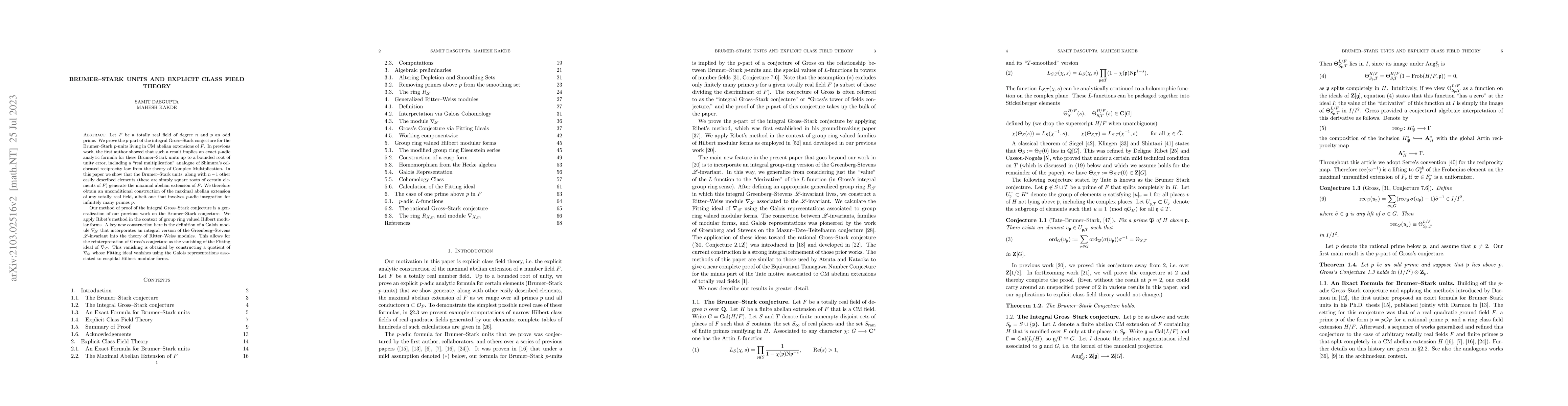 Thumbnail for Brumer-Stark Units and Explicit Class Field Theory