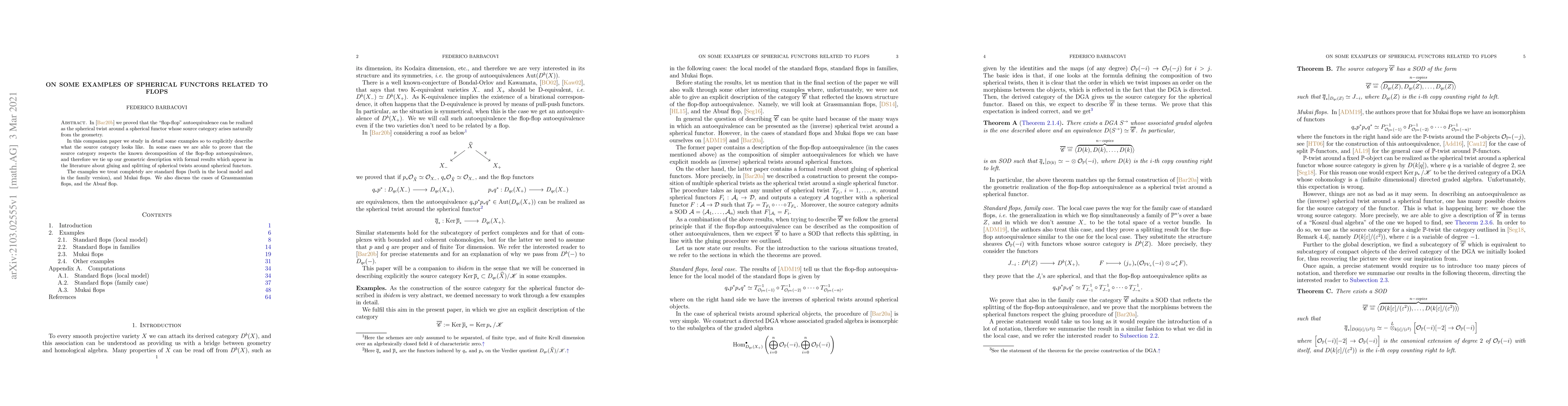 Thumbnail for On some examples of spherical functors related to flops