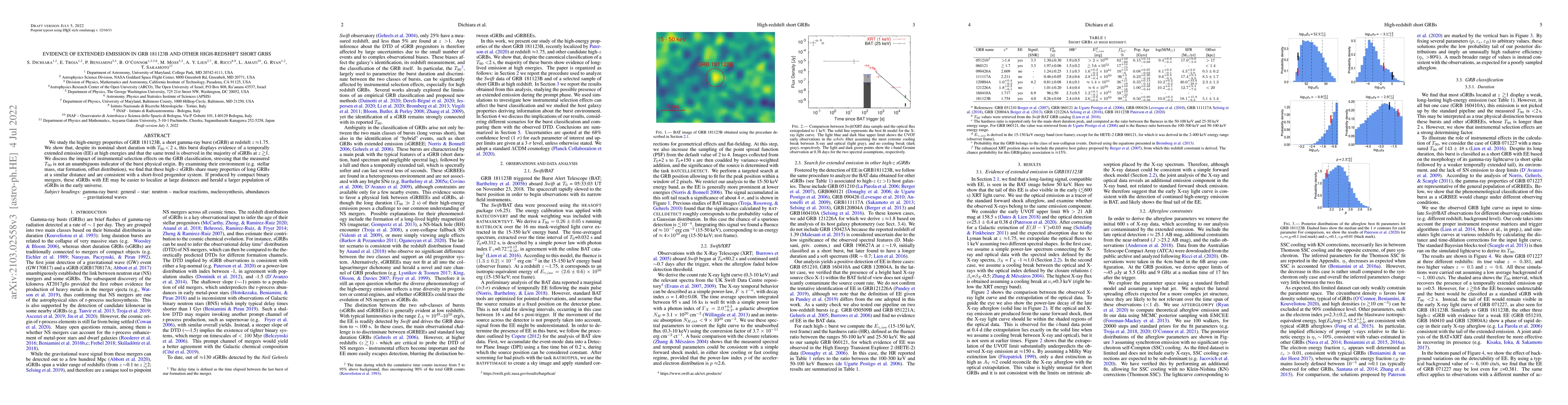 Thumbnail for Evidence of extended emission in GRB 181123B and other high-redshift
  short GRBs