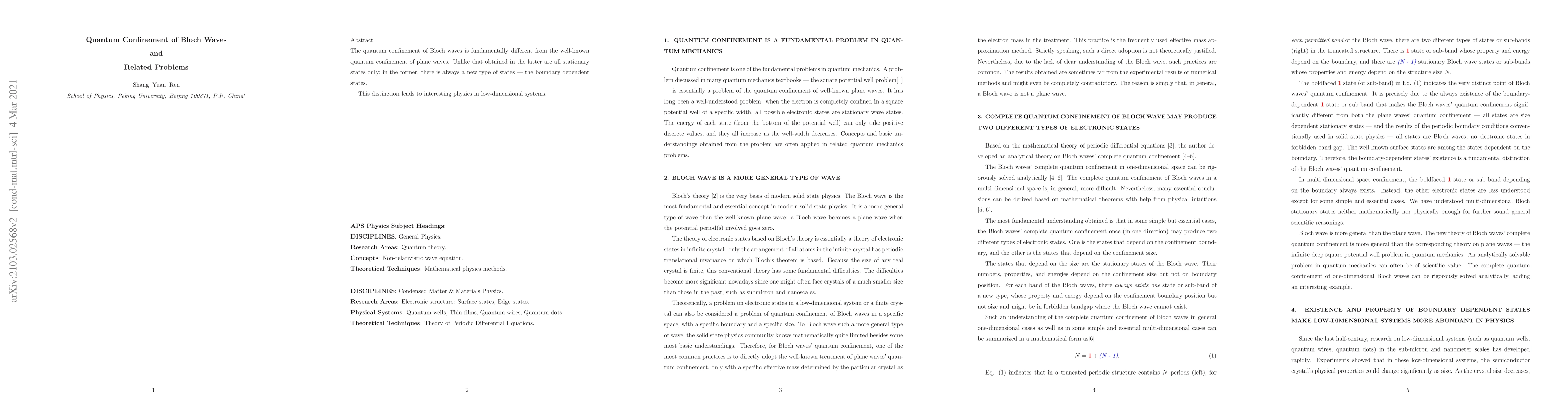 Thumbnail for Quantum Confinement of Bloch Waves and Related Problems