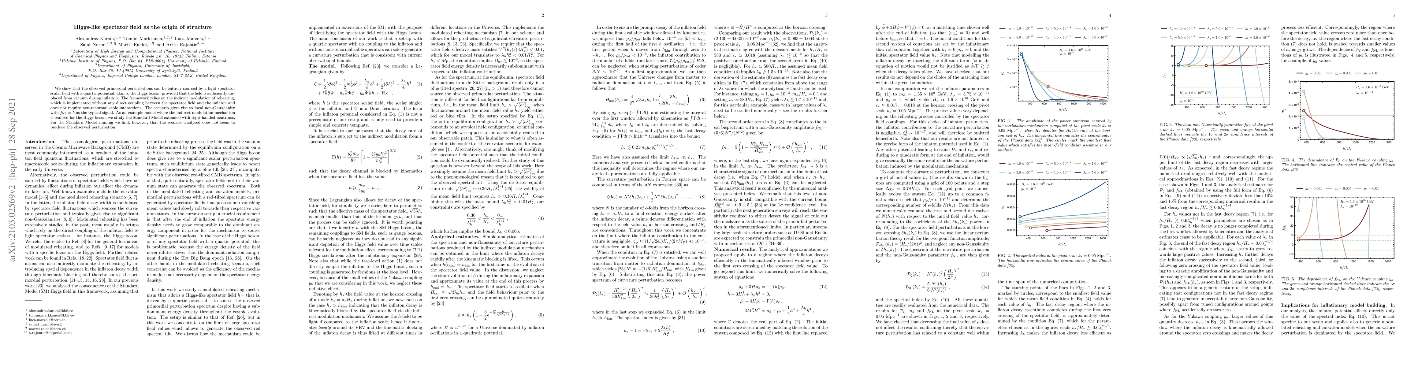 Thumbnail for Higgs-like spectator field as the origin of structure