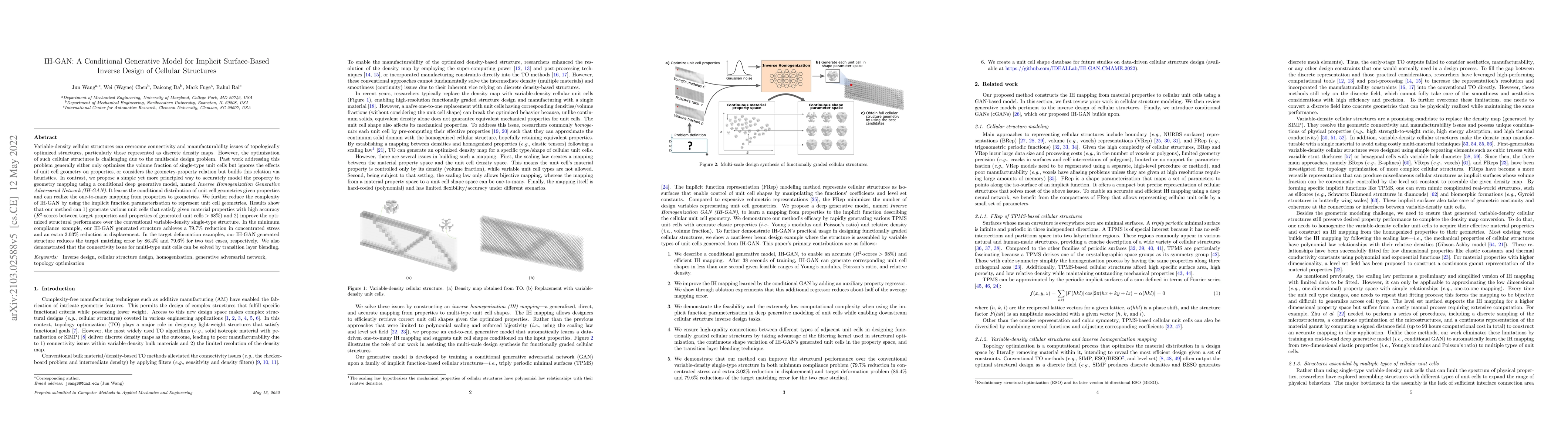 Thumbnail for IH-GAN: A Conditional Generative Model for Implicit Surface-Based
  Inverse Design of Cellular Structures