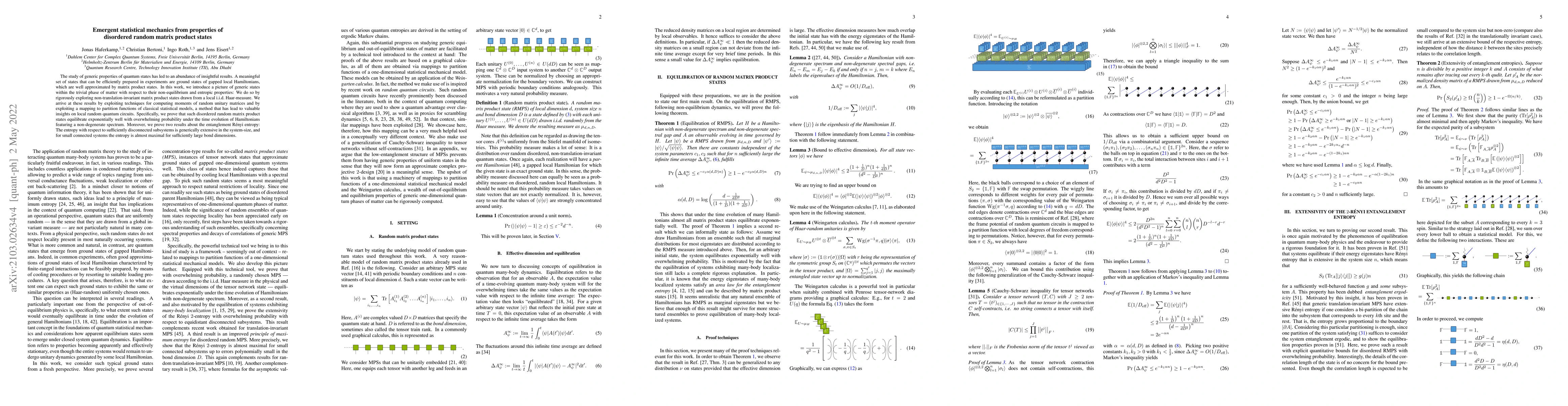 Thumbnail for Emergent statistical mechanics from properties of disordered random
  matrix product states