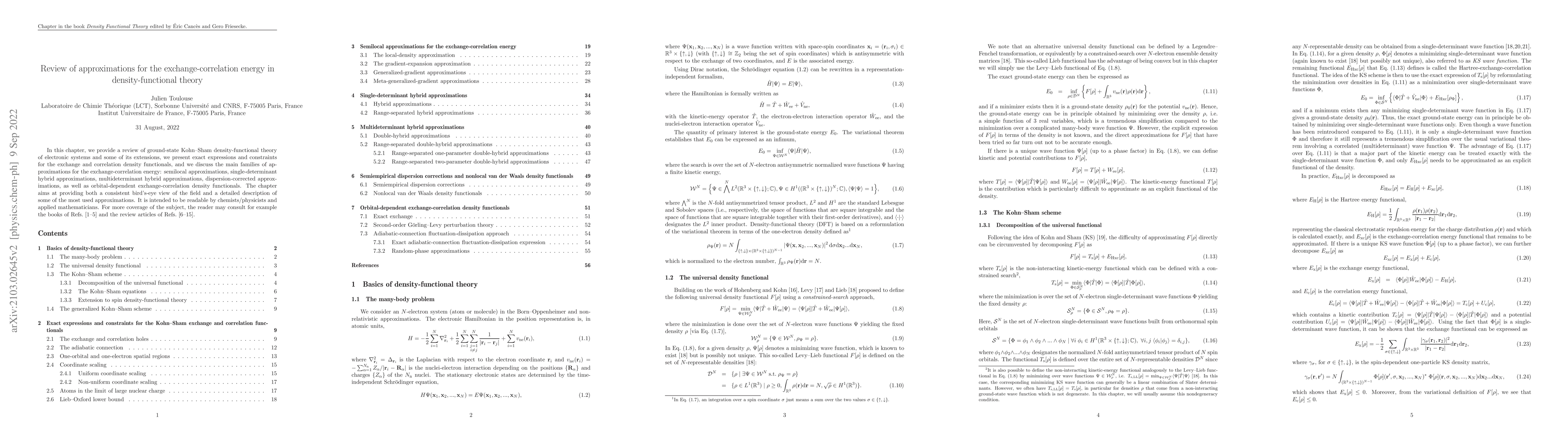 Thumbnail for Review of approximations for the exchange-correlation energy in
  density-functional theory