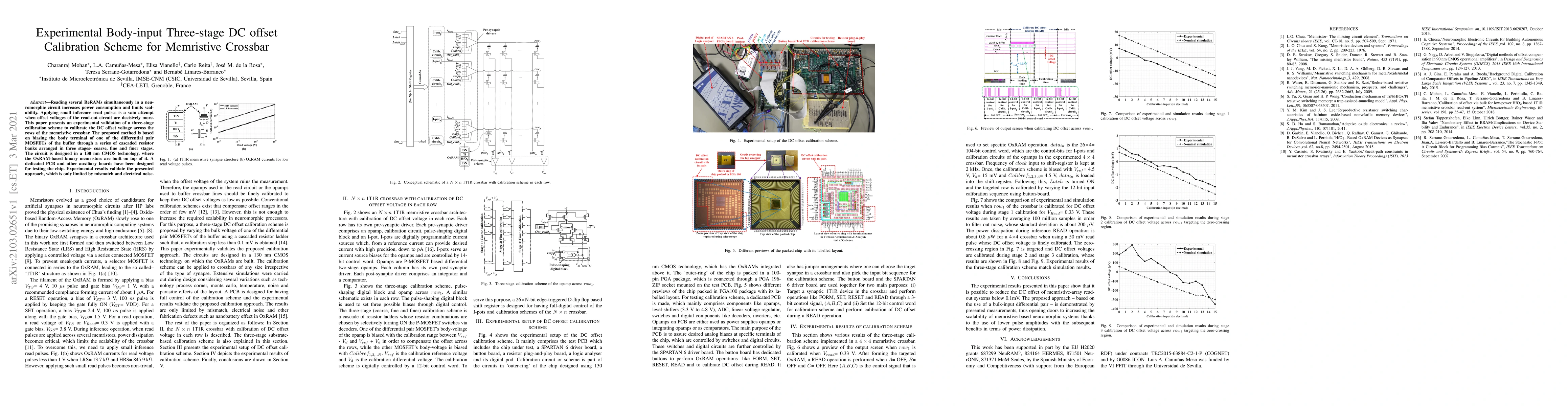 Thumbnail for Experimental Body-input Three-stage DC offset Calibration Scheme for
  Memristive Crossbar