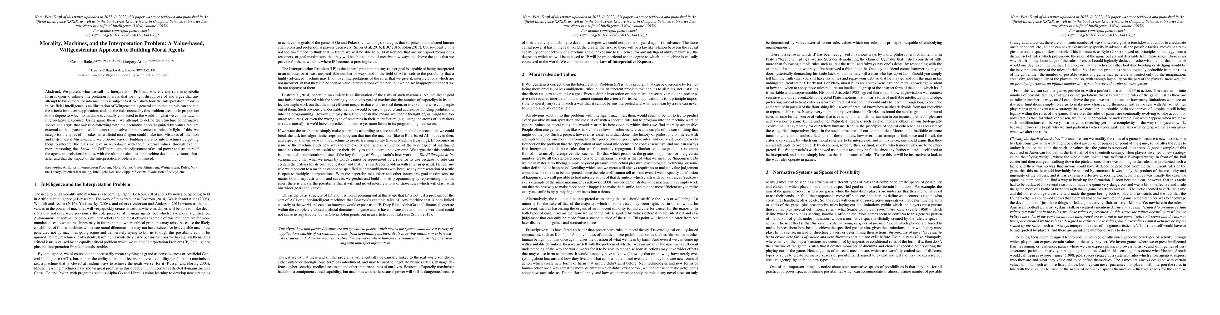 Thumbnail for Morality, Machines and the Interpretation Problem: A Value-based,
  Wittgensteinian Approach to Building Moral Agents