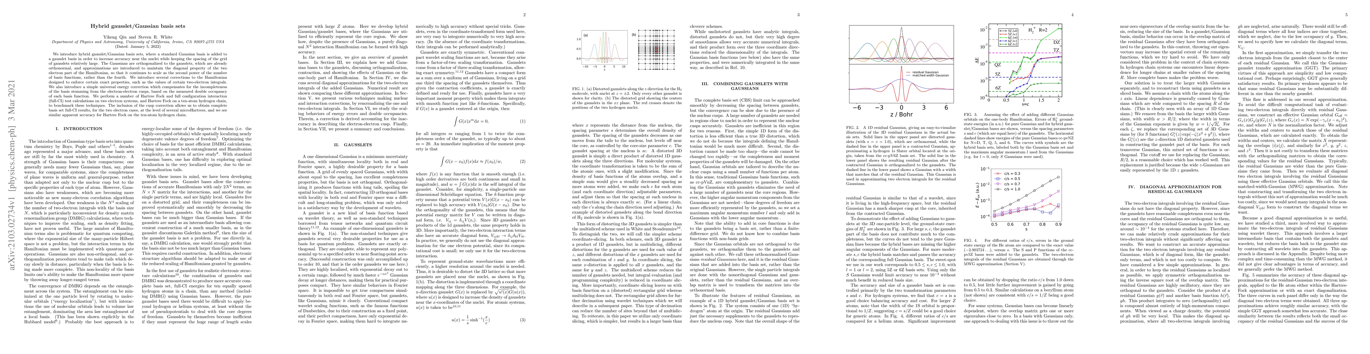 Thumbnail for Hybrid gausslet/Gaussian basis sets