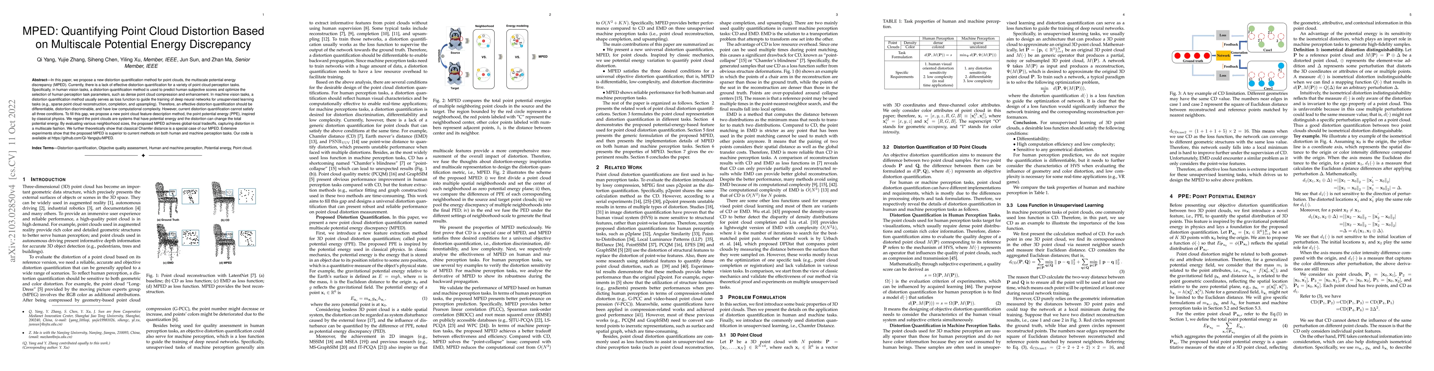 Thumbnail for MPED: Quantifying Point Cloud Distortion based on Multiscale Potential
  Energy Discrepancy