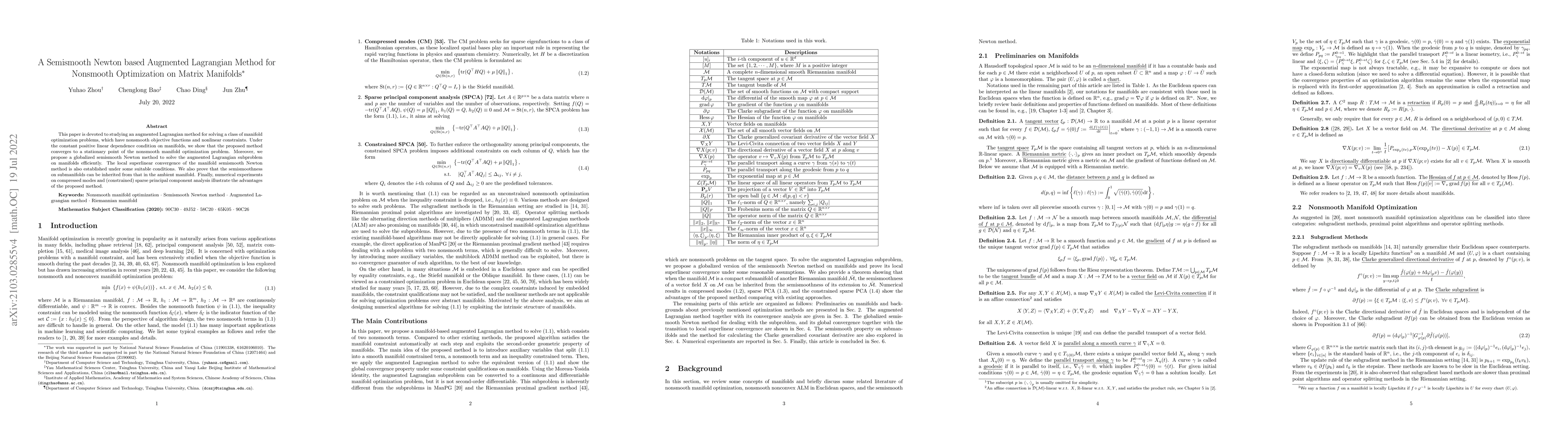 Thumbnail for A Semismooth Newton based Augmented Lagrangian Method for Nonsmooth
  Optimization on Matrix Manifolds