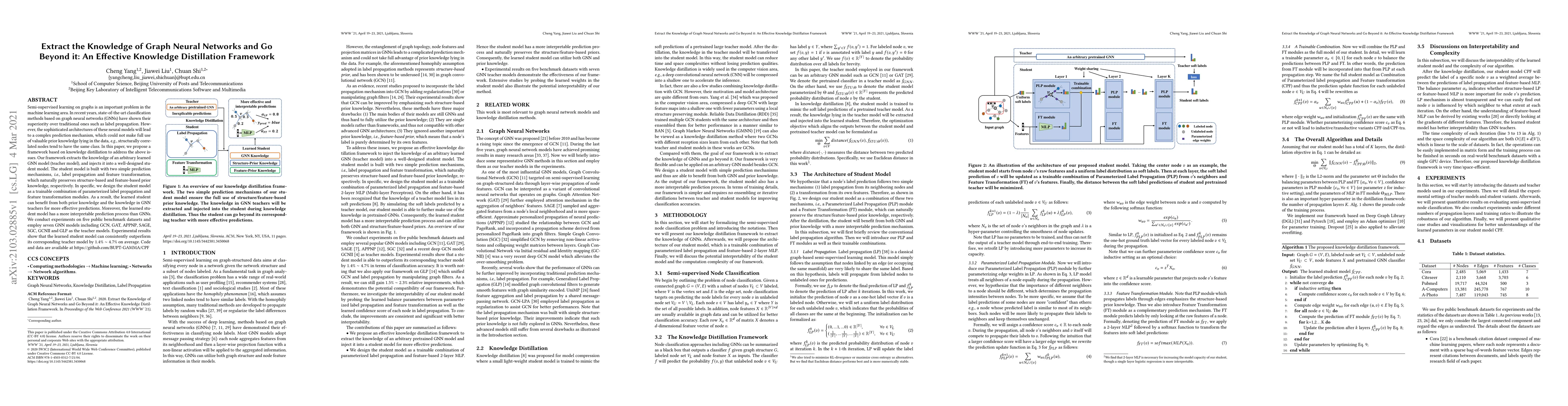 Thumbnail for Extract the Knowledge of Graph Neural Networks and Go Beyond it: An
  Effective Knowledge Distillation Framework