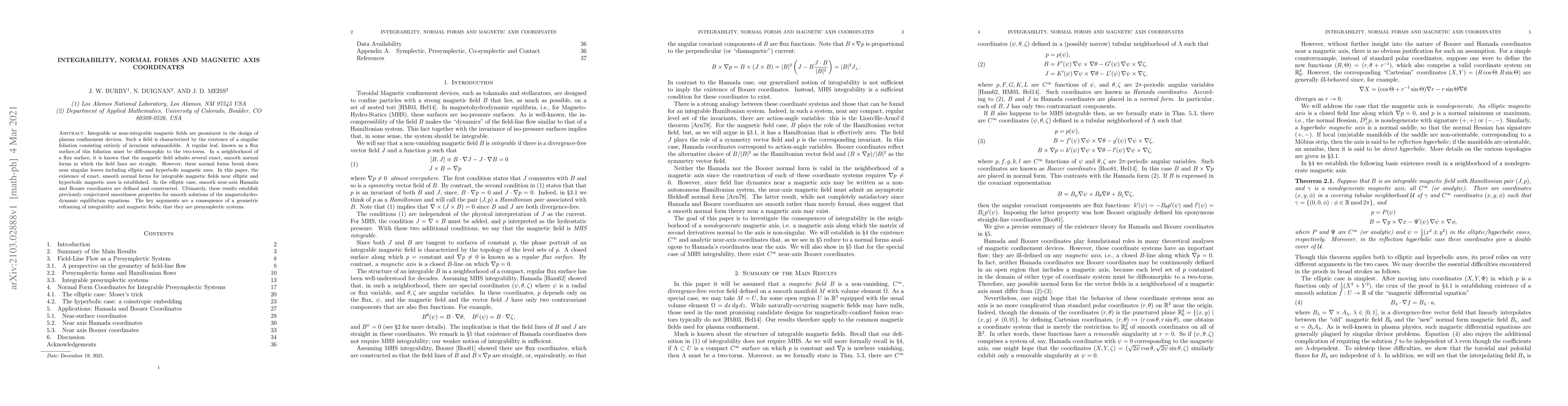 Thumbnail for Integrability, Normal Forms, and Magnetic Axis Coordinates