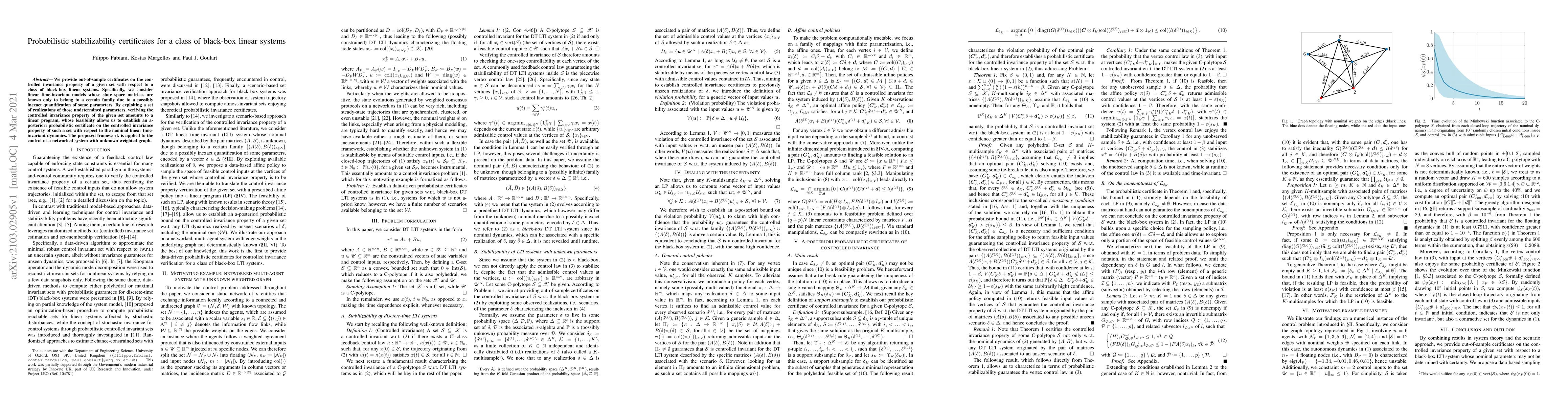 Thumbnail for Probabilistic stabilizability certificates for a class of black-box
  linear systems