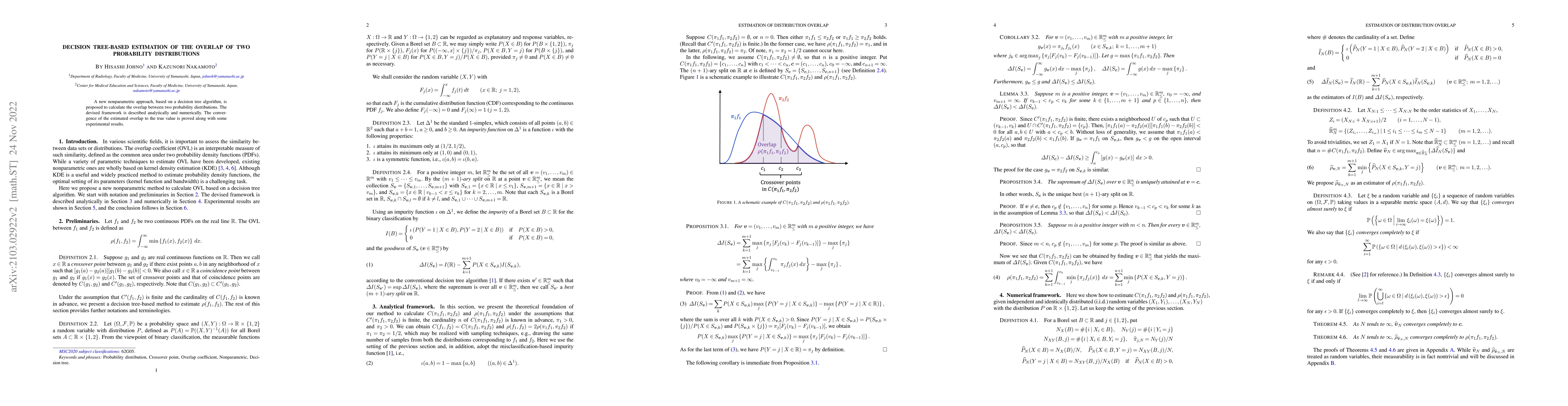 Thumbnail for Decision tree-based estimation of the overlap of two probability
  distributions