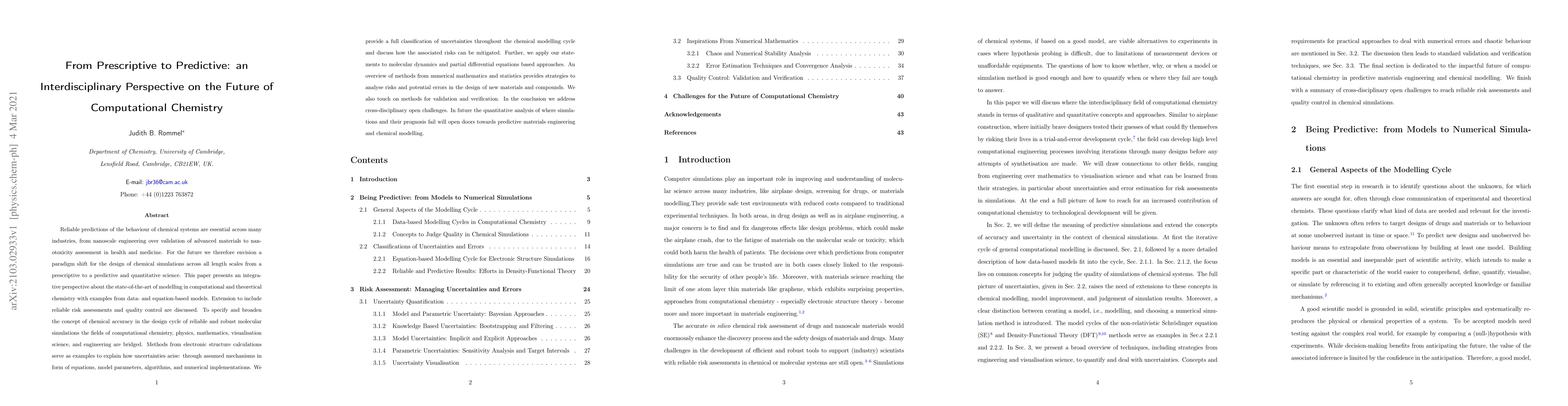 Thumbnail for From Prescriptive to Predictive: an Interdisciplinary Perspective on the
  Future of Computational Chemistry