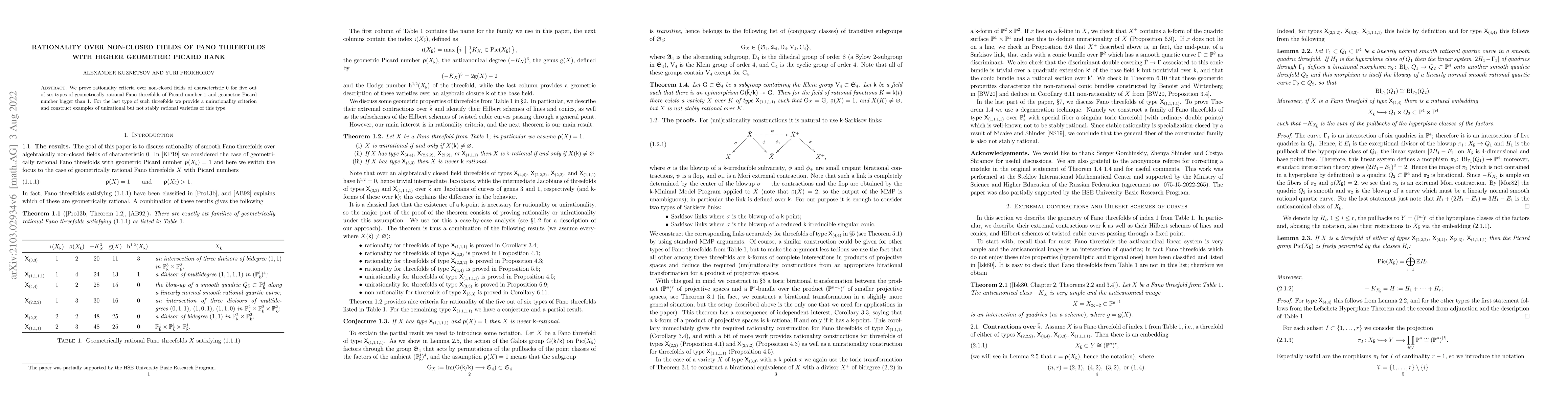 Thumbnail for Rationality over non-closed fields of Fano threefolds with higher
  geometric Picard rank