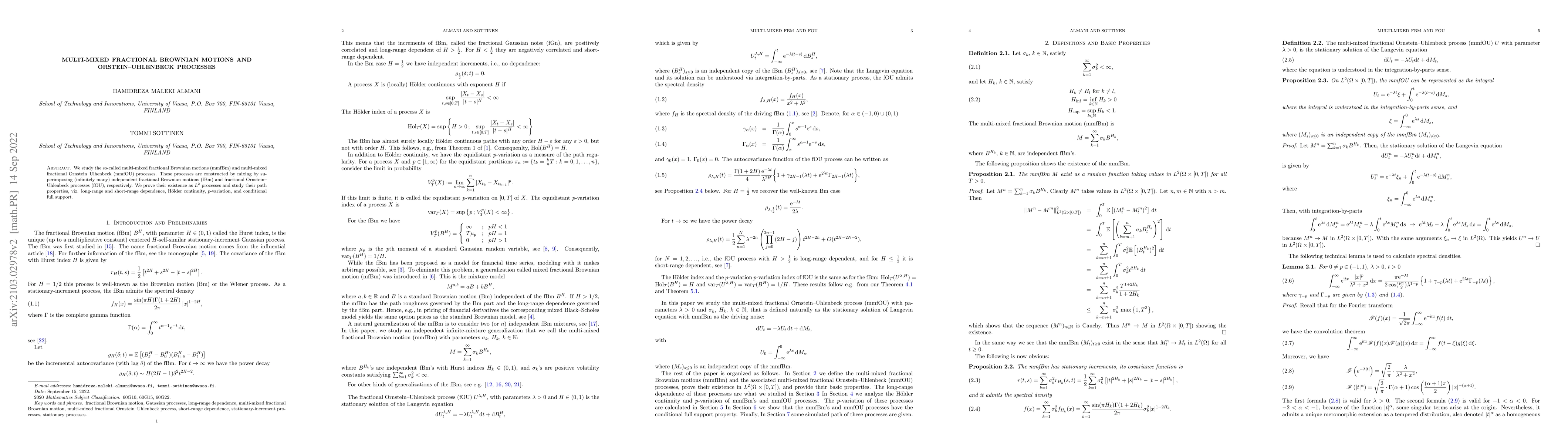 Thumbnail for Multi-Mixed Fractional Brownian Motions and Orstein-Uhlenbeck Processes