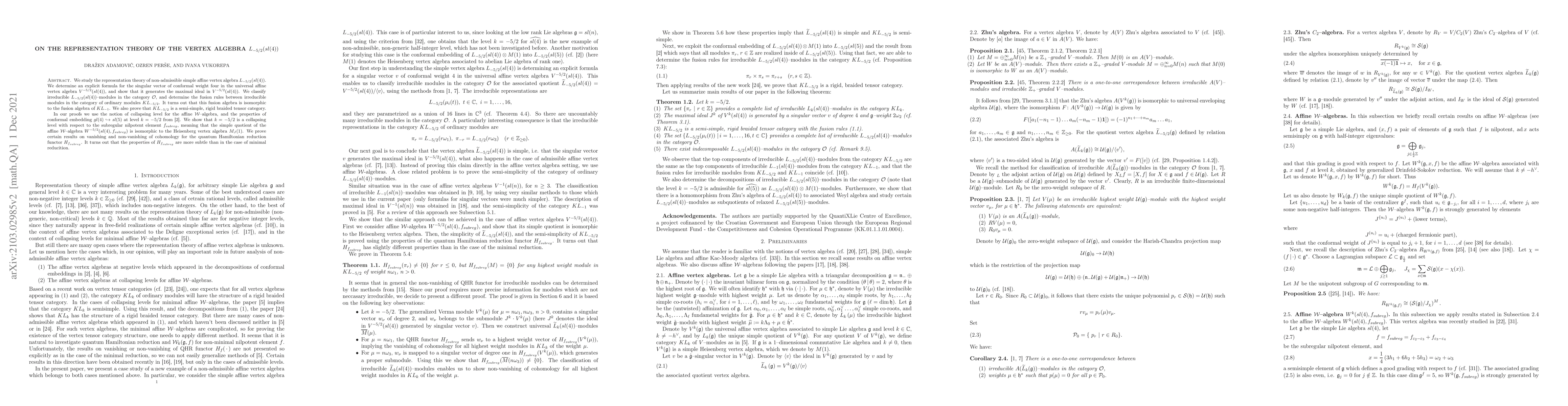 Thumbnail for On the representation theory of the vertex algebra $L_{-5/2}(sl(4))$