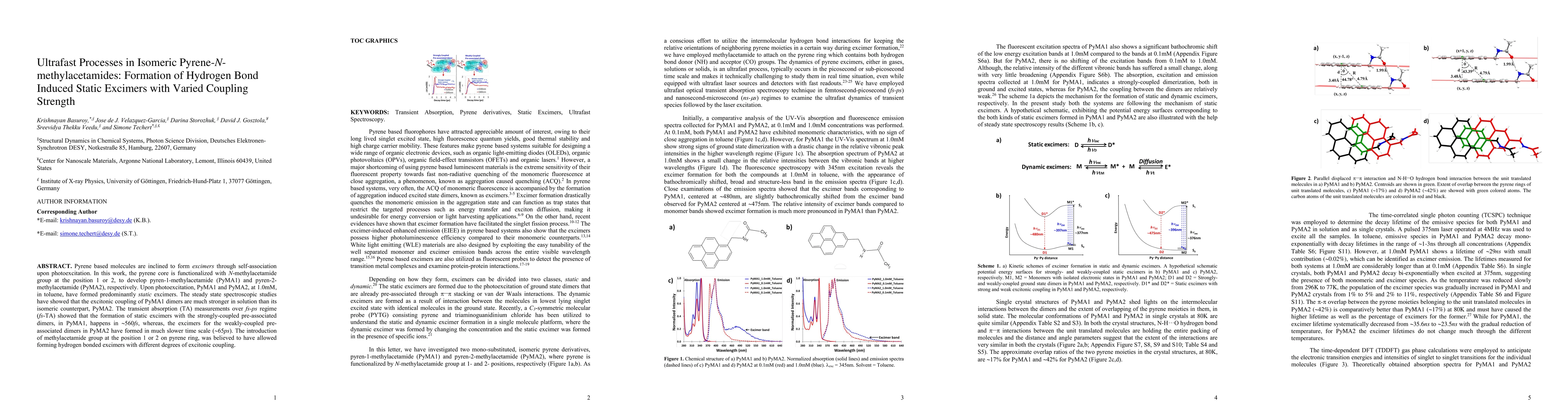 Thumbnail for Ultrafast Processes in Isomeric Pyrene-N-methylacetamides: Formation of
  Hydrogen Bond Induced Static Excimers with Varied Coupling Strength