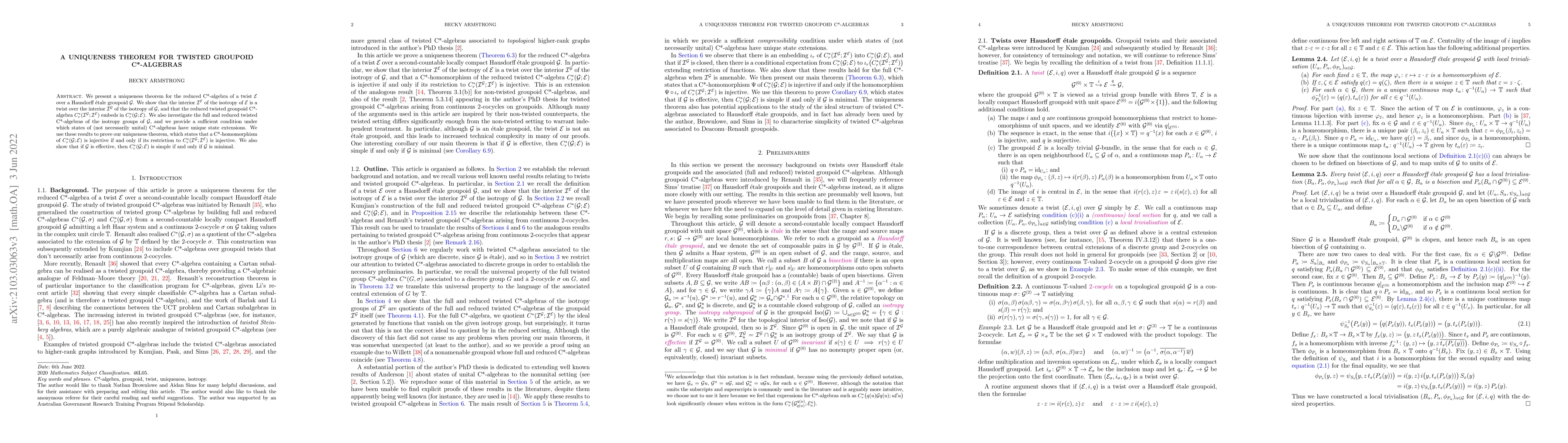 Thumbnail for A uniqueness theorem for twisted groupoid C*-algebras