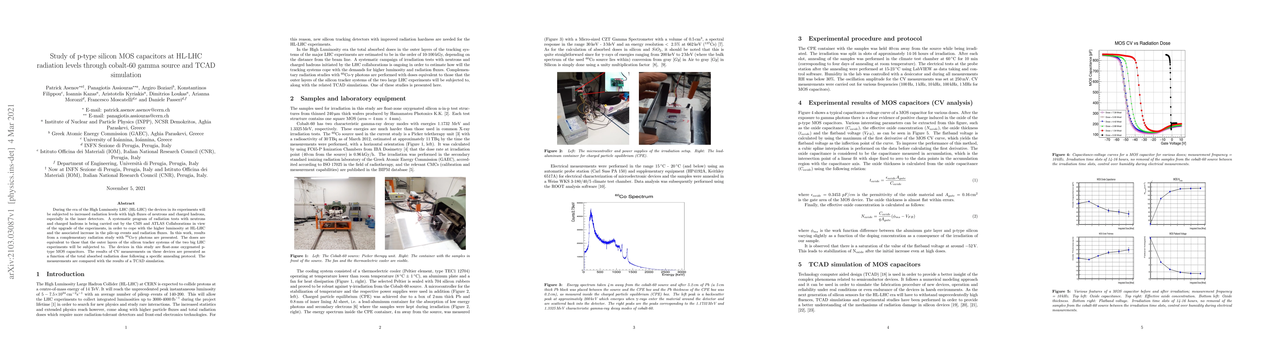 Thumbnail for Study of p-type silicon MOS capacitors at HL-LHC radiation levels
  through cobalt-60 gamma source and TCAD simulation