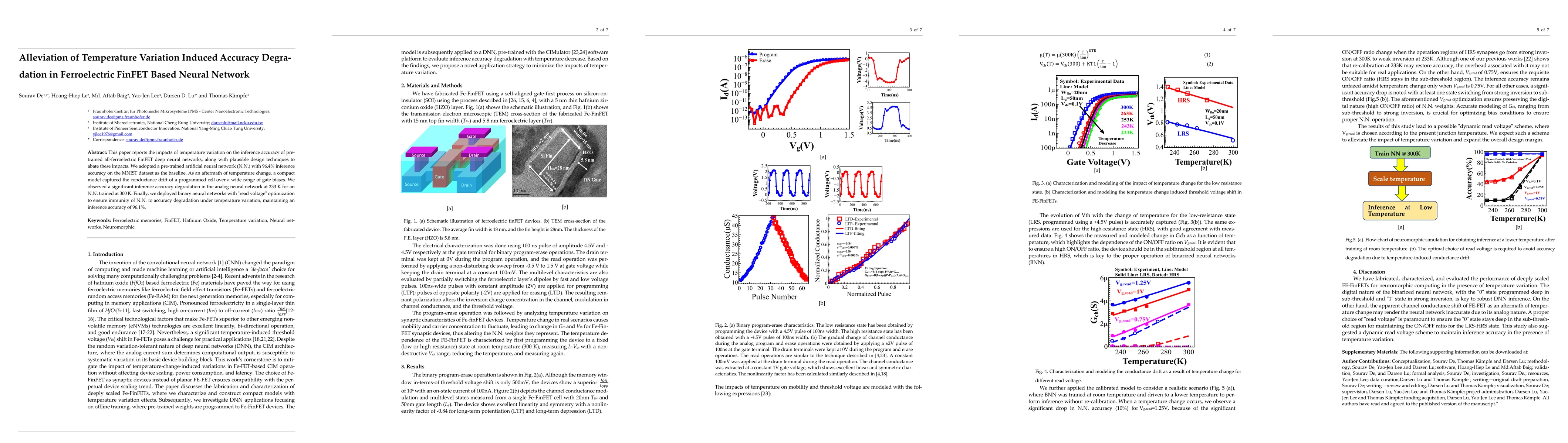 Thumbnail for Alleviation of Temperature Variation Induced Accuracy Degradation in
  Ferroelectric FinFET Based Neural Network