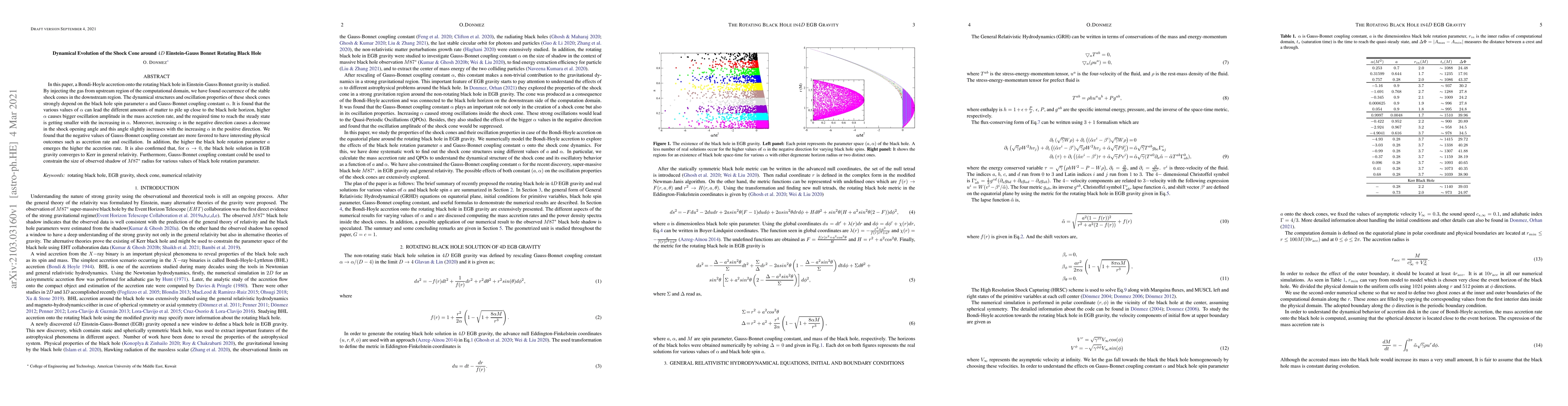 Thumbnail for Dynamical Evolution of the Shock Cone around $4D$ Einstein-Gauss Bonnet
  Rotating Black Hole