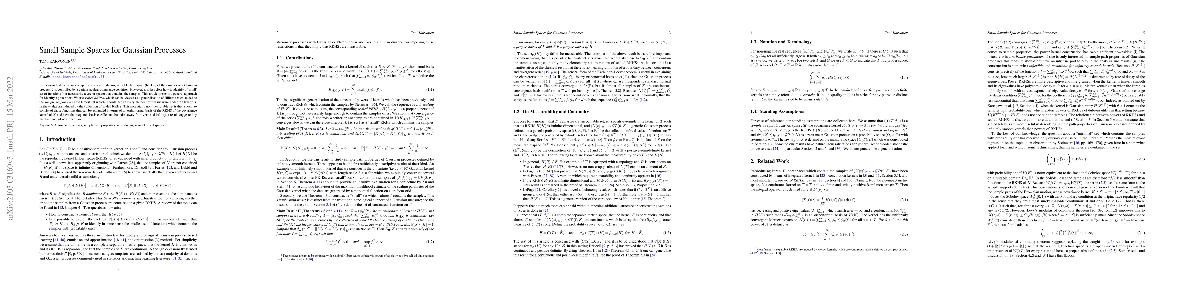 Thumbnail for Small Sample Spaces for Gaussian Processes