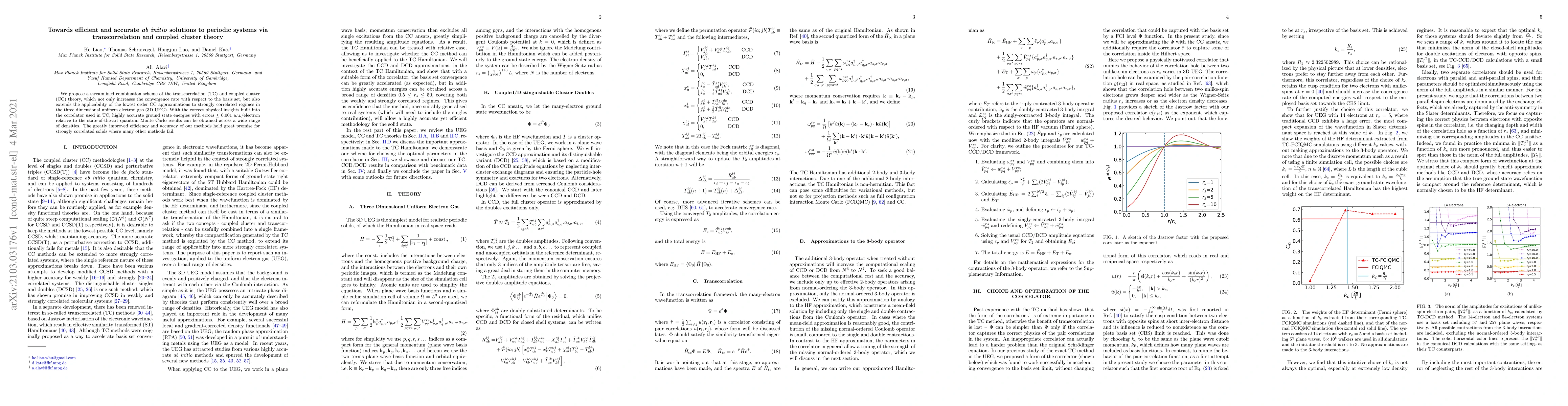 Thumbnail for Towards efficient and accurate \emph{ab initio} solutions to periodic
  systems via transcorrelation and coupled cluster theory