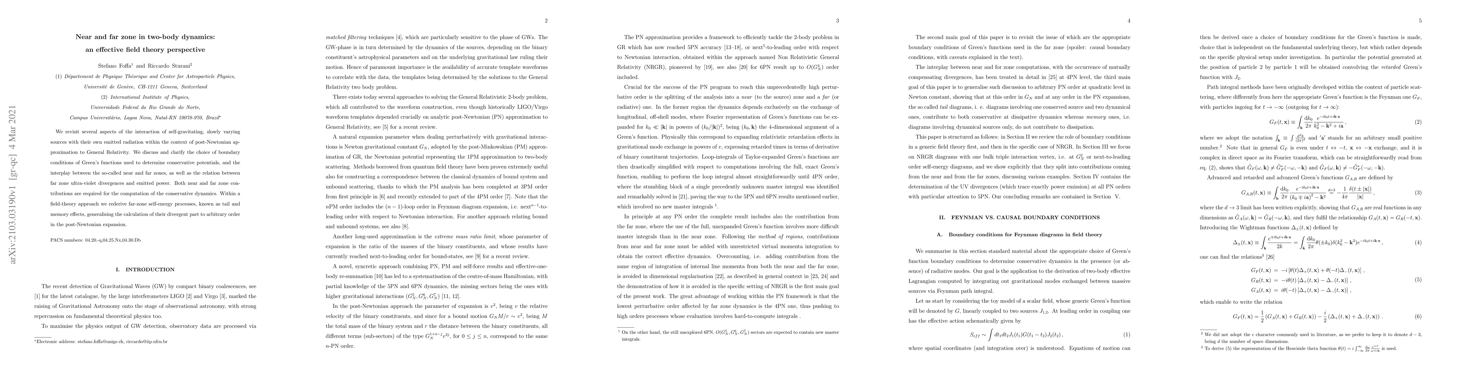 Thumbnail for Near and far zone in two-body dynamics: an effective field theory
  perspective