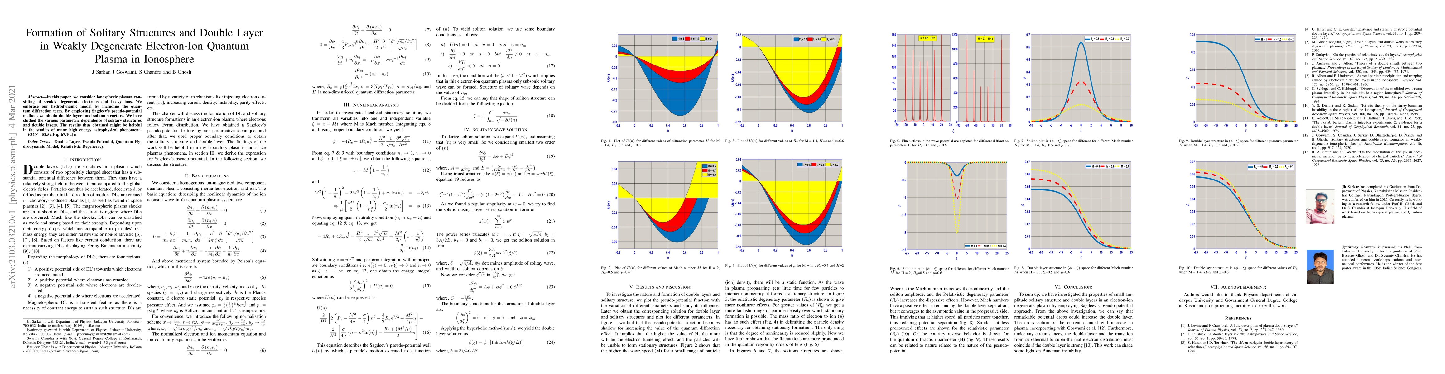 Thumbnail for Formation of Solitary Structures and Double Layer in Weakly Degenerate
  Electron-Ion Quantum Plasma in Ionosphere