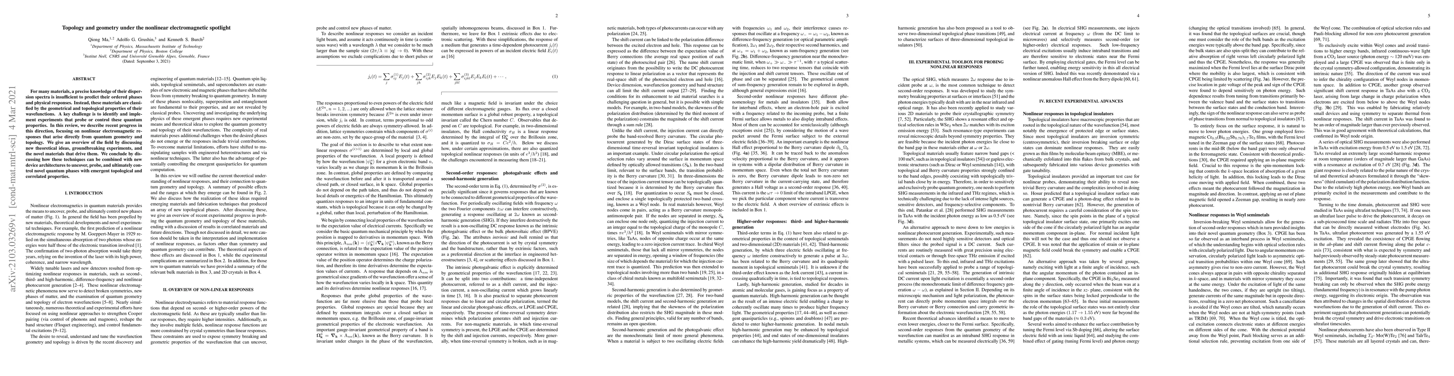 Thumbnail for Topology and geometry under the nonlinear electromagnetic spotlight
