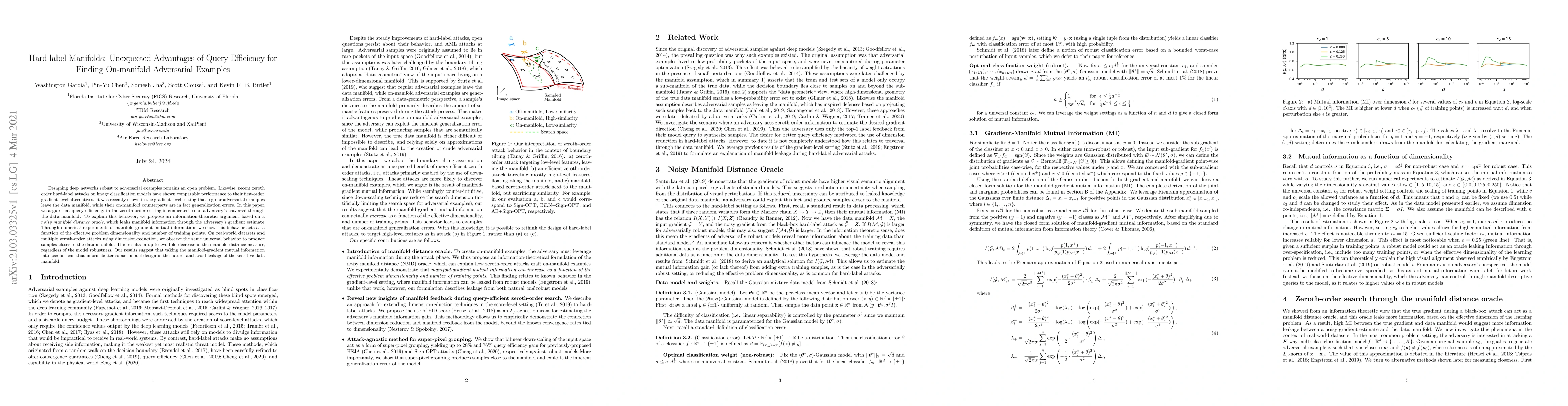 Thumbnail for Hard-label Manifolds: Unexpected Advantages of Query Efficiency for
  Finding On-manifold Adversarial Examples