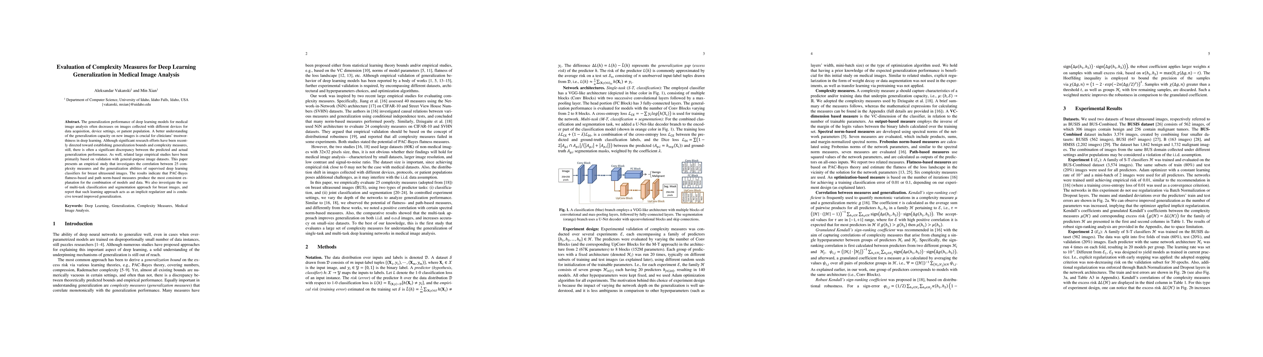 Thumbnail for Evaluation of Complexity Measures for Deep Learning Generalization in
  Medical Image Analysis