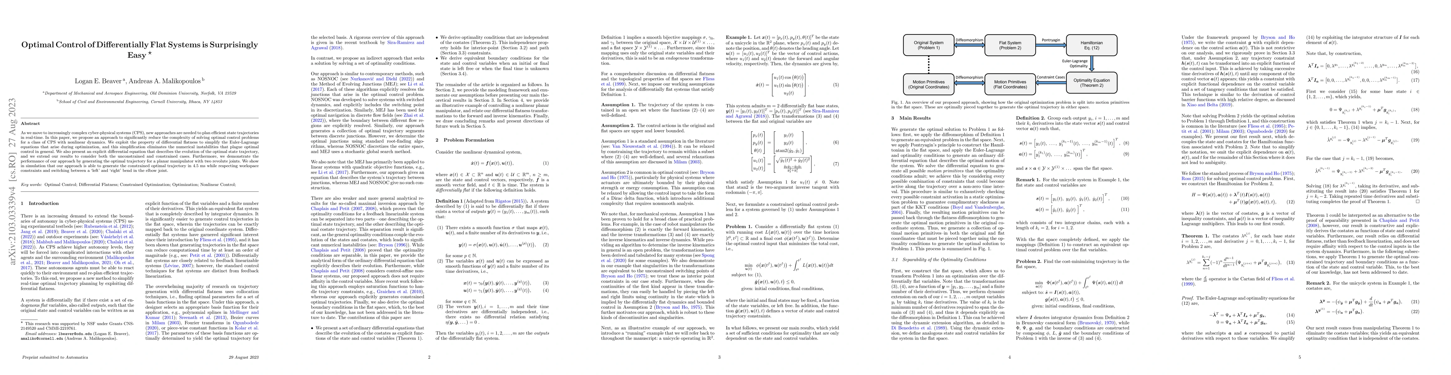 Thumbnail for Optimal Control of Differentially Flat Systems is Surprisingly Easy