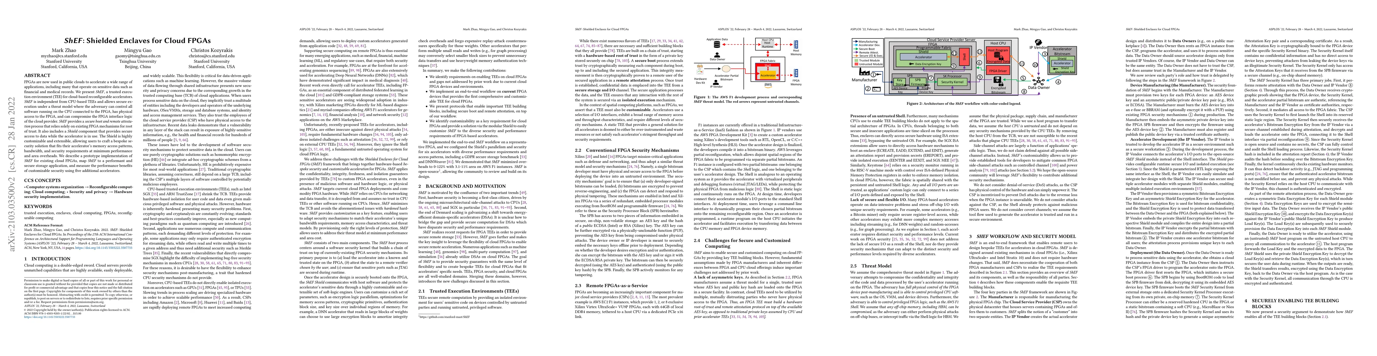 Thumbnail for ShEF: Shielded Enclaves for Cloud FPGAs