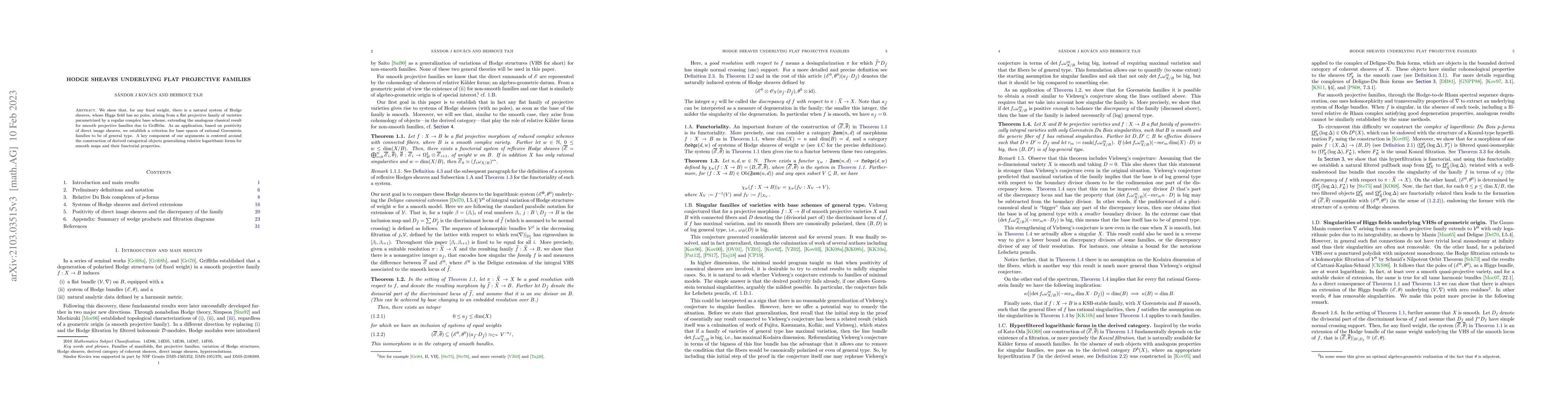 Thumbnail for Hodge sheaves underlying flat projective families