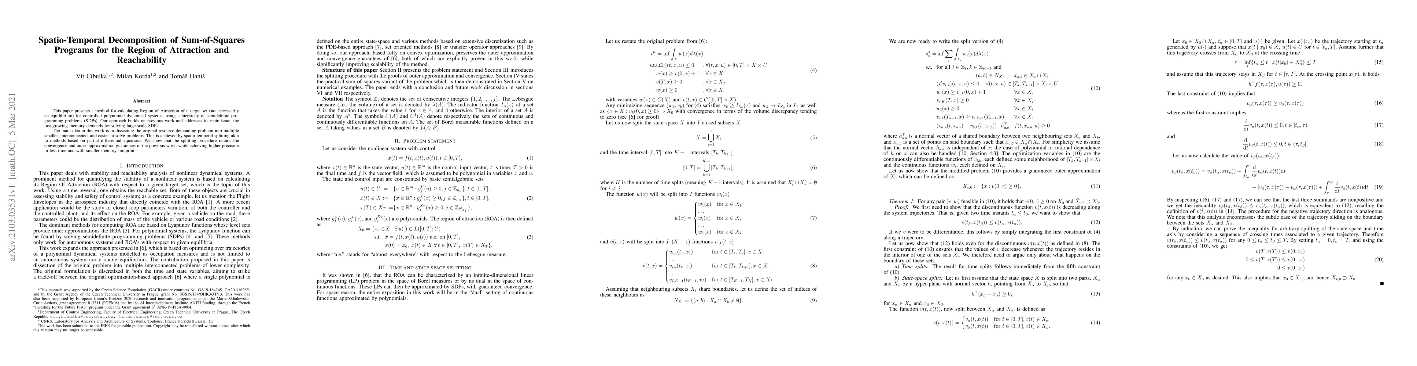 Thumbnail for Spatio-Temporal Decomposition of Sum-of-Squares Programs for the Region
  of Attraction and Reachability