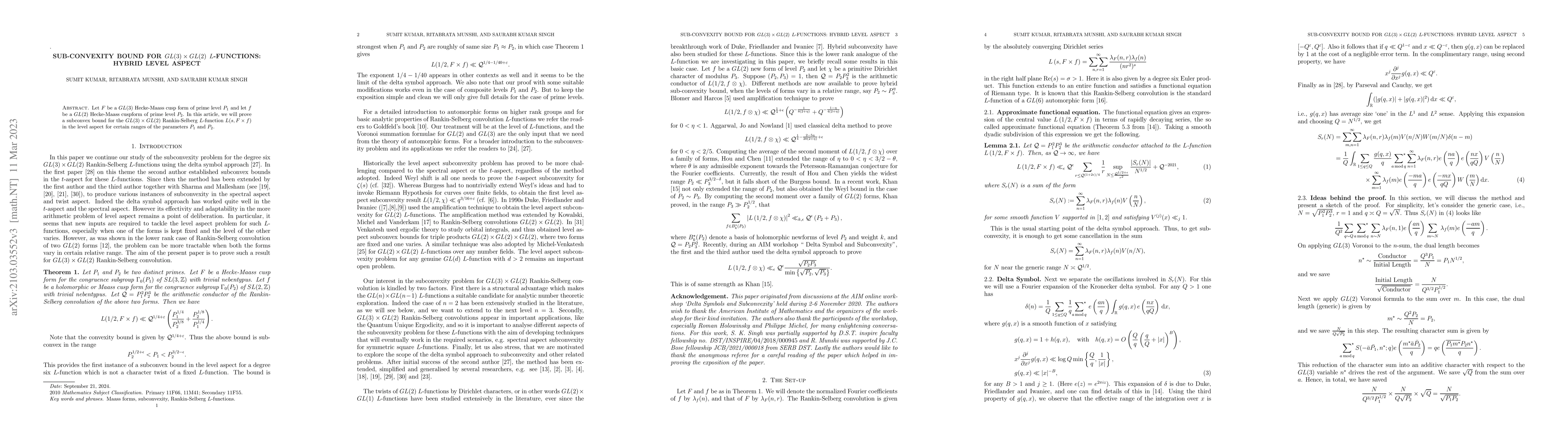 Thumbnail for Sub-convexity bound for $GL(3) \times GL(2)$ $L$-functions: Hybrid level
  aspect