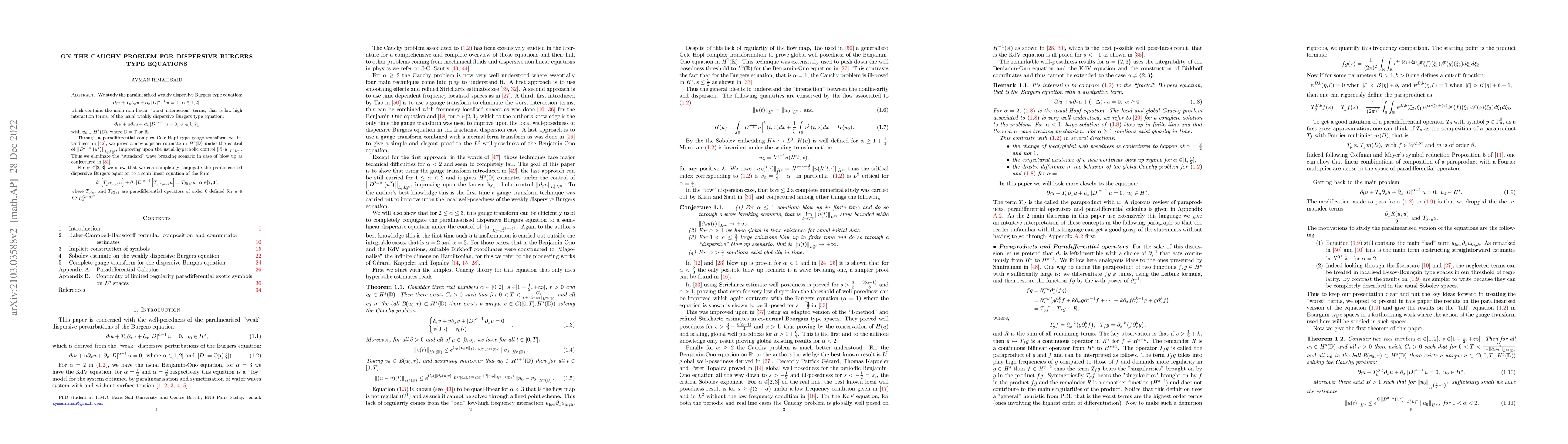Thumbnail for On the Cauchy problem of dispersive Burgers type equations