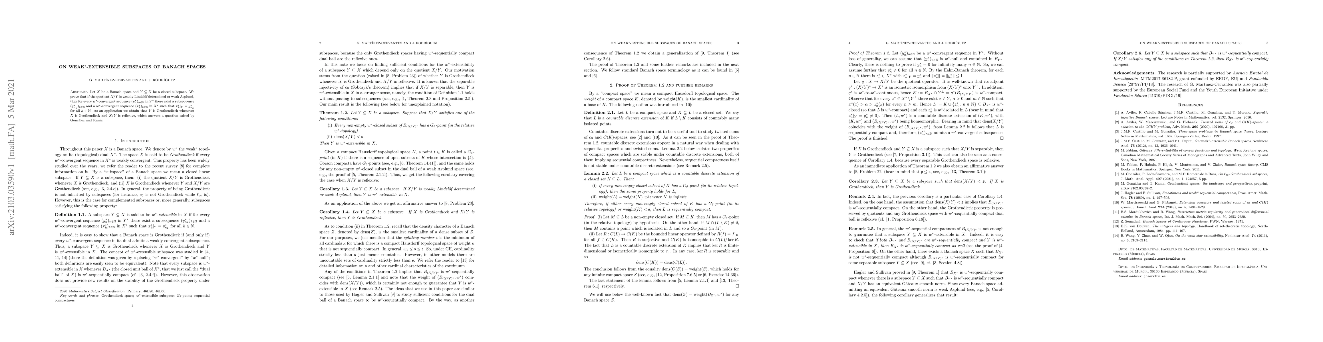 Thumbnail for On weak$^*$-extensible subspaces of Banach spaces