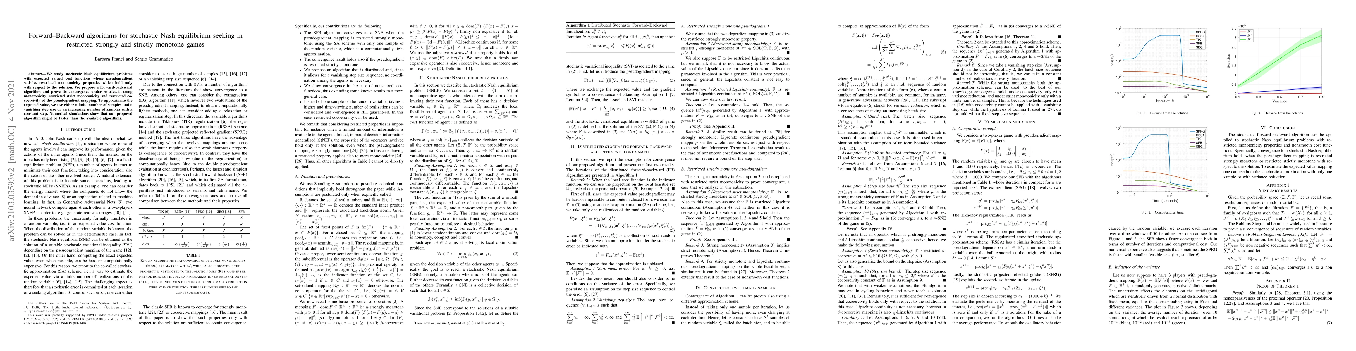 Thumbnail for Forward-Backward algorithms for stochastic Nash equilibrium seeking in
  restricted strongly and strictly monotone games