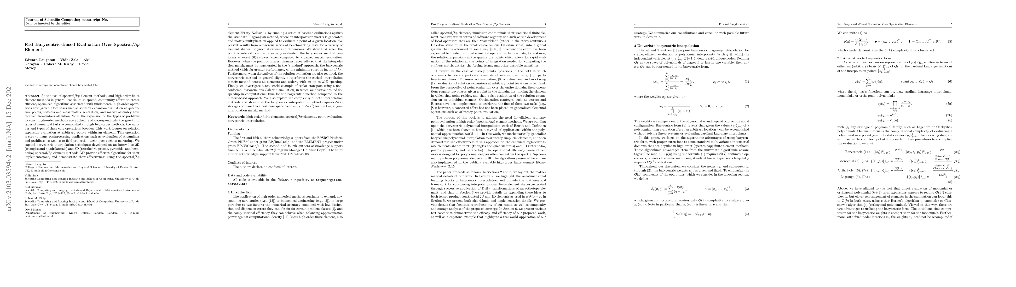 Thumbnail for Fast Barycentric-Based Evaluation Over Spectral/hp Elements