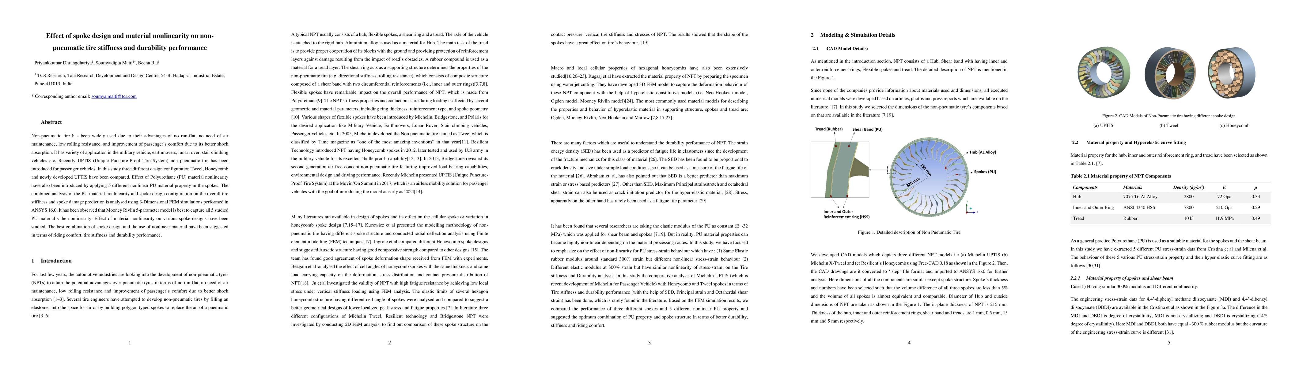Thumbnail for Effect of spoke design and material nonlinearity on non-pneumatic tire
  stiffness and durability performance