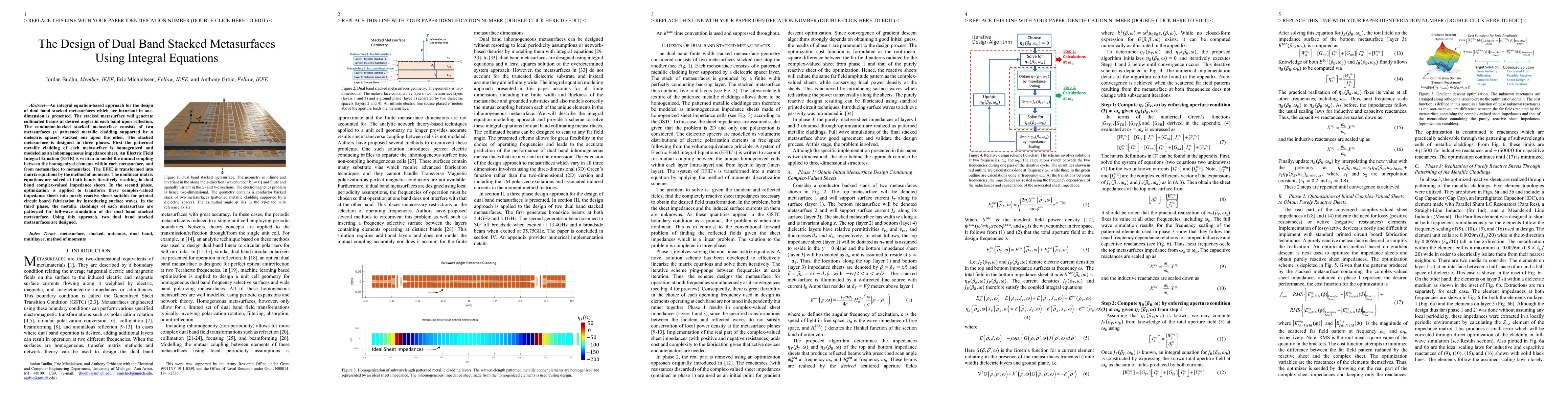Thumbnail for The Design of Dual Band Stacked Metasurfaces Using Integral Equations