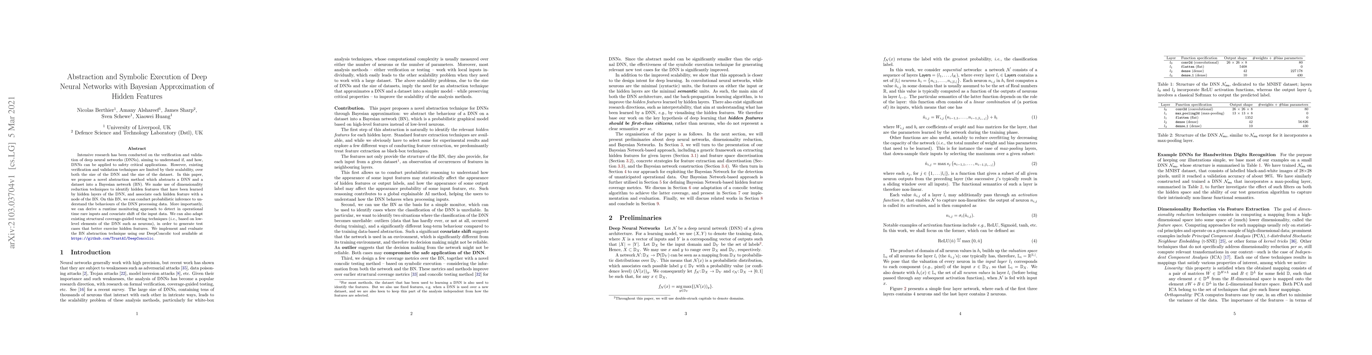 Thumbnail for Abstraction and Symbolic Execution of Deep Neural Networks with Bayesian
  Approximation of Hidden Features